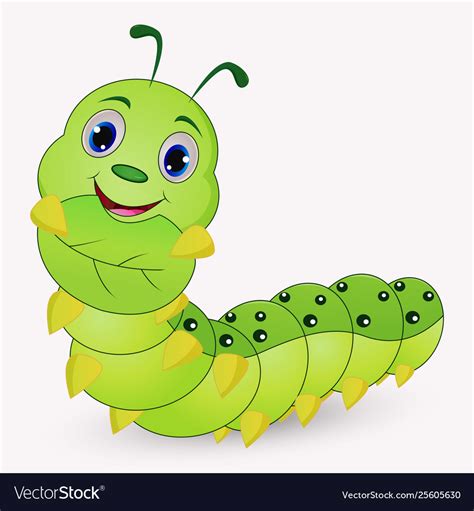 Cute caterpillar cartoon holding leaves Royalty Free Vector