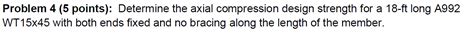 Solved Problem 4 (5 points): Determine the axial compression | Chegg.com