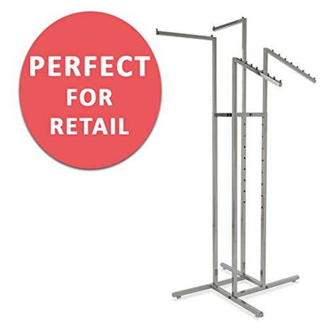 Clothing Rack – Heavy Duty Chrome 4 Way Rack, Adjustable Arms, Square Tubing, Perfect for ...