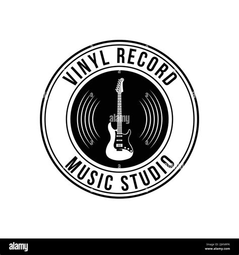 A minimalist round logo design of a vinyl record music studio on white background Stock Vector ...