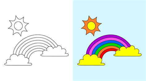 Rainbow coloring book or page, vector illustration. 6054762 Vector Art ...