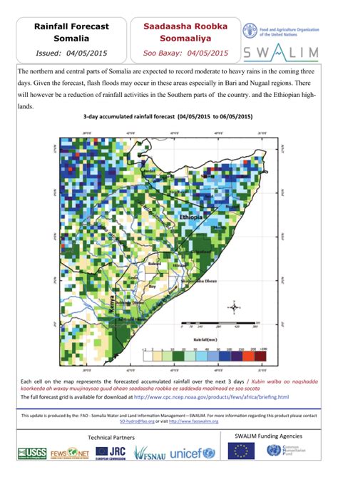 Somalia Rainfall Forecast - Issued: 4 May 2015 - Somalia | ReliefWeb