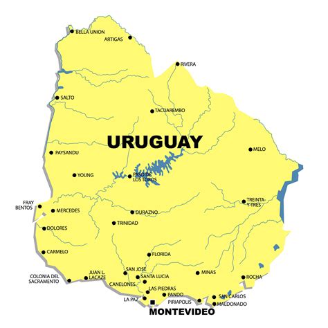 Large map of Uruguay with major cities | Uruguay | South America | Mapsland | Maps of the World