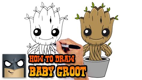 How to Draw Baby Groot | Guardians of the Galaxy - YouTube | Baby groot drawing, Baby drawing ...