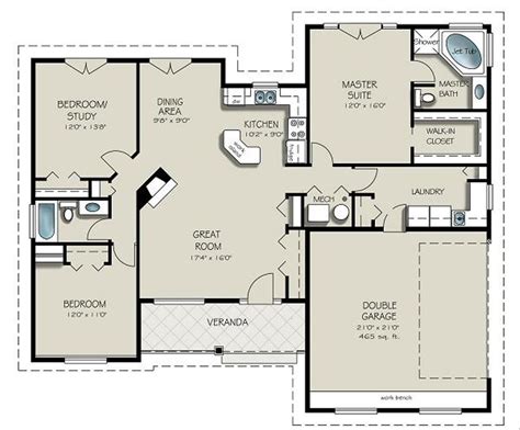 Craftsman Style House Plan - 3 Beds 2 Baths 1550 Sq/Ft Plan #427-5 - Houseplans.com