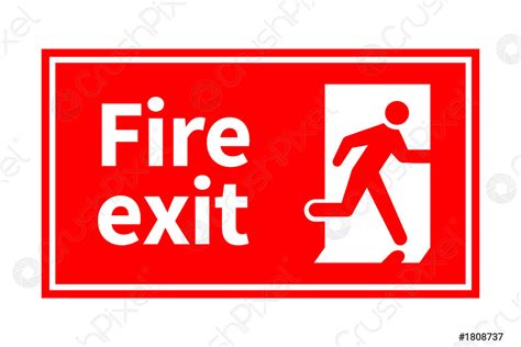 Emergency fire exit red sign with running man on white - stock vector 1808737 | Crushpixel