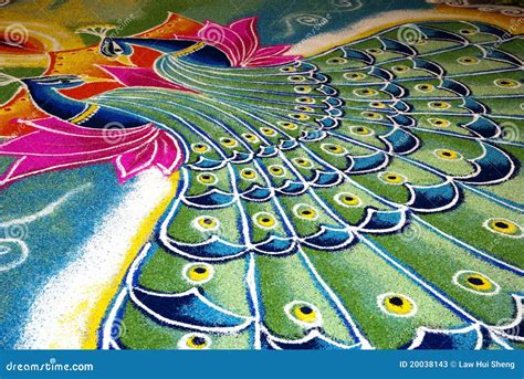 Indian Kolam With Peacock Pattern Stock Photos - Image: 20038143