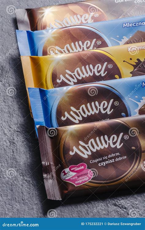 Wawel Chocolate Bars Isolated OnÂ stone Slate Background. Editorial Photo - Image of consume ...