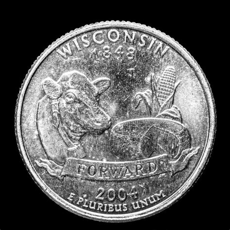 A Quarter Of Wisconsin, Quarters Of USA And White Star. Stock Photo - Image of liberty, banknote ...