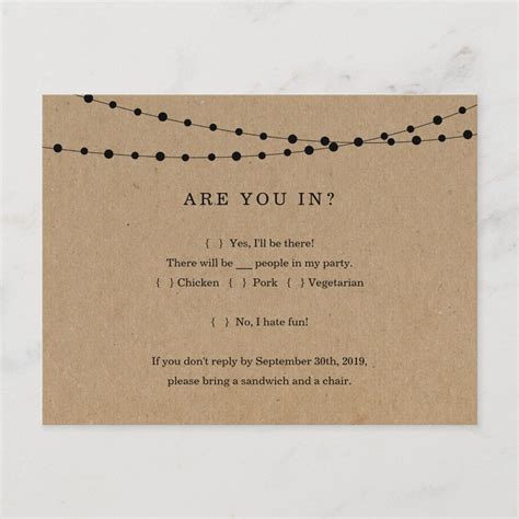 Funny & Fun RSVP Postcard - Rustic Kraft | Zazzle