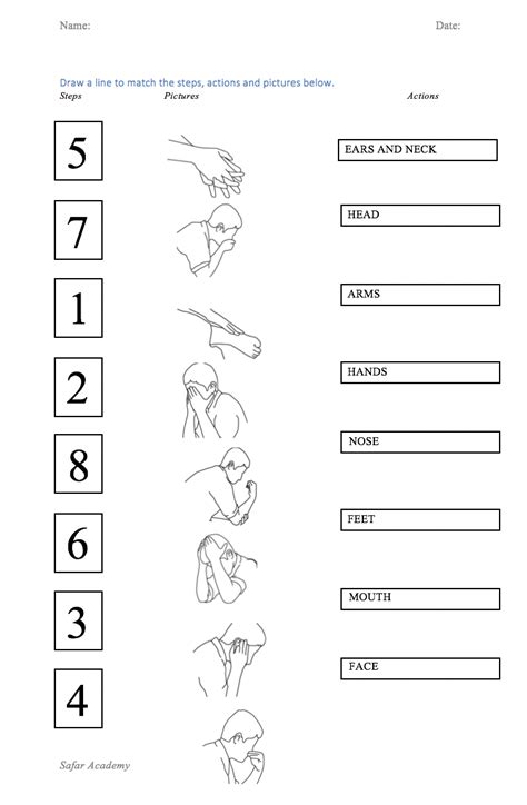 Wudu Match up Worksheet - Safar Resources