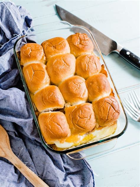 Breakfast Slider Casserole with Hawaiian Rolls - Dad With A Pan