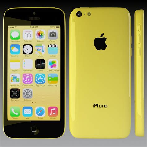 3d apple iphone 5c yellow model