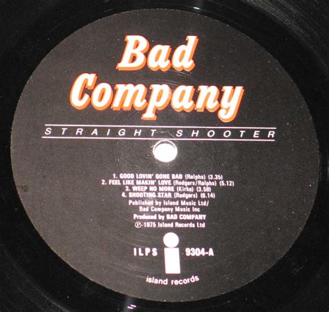 Bad Company Straight Shooter English Blues Rock, Prog Rock Album Cover Gallery & 12" Vinyl LP ...