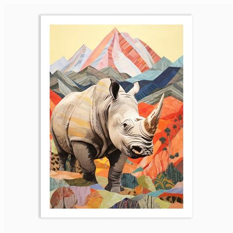 Pencil Style Illustration Of Colourful Rhino 3 Art Print by AfricanWild ...