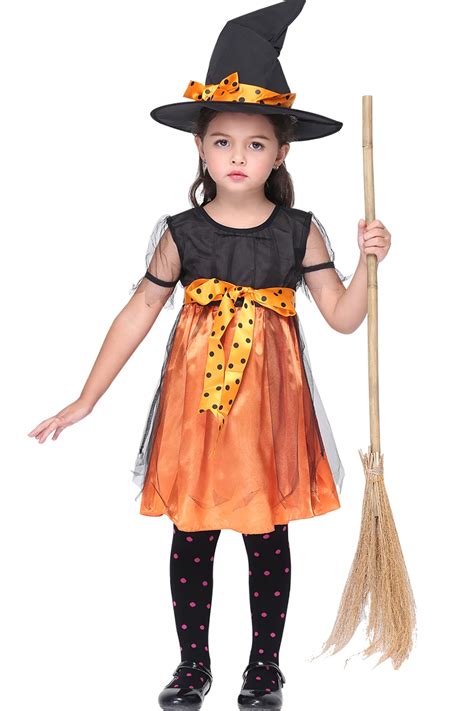 Witch Costume Fancy Children Halloween Black Witch Costume Girls Cosplay Christmas Halloween ...