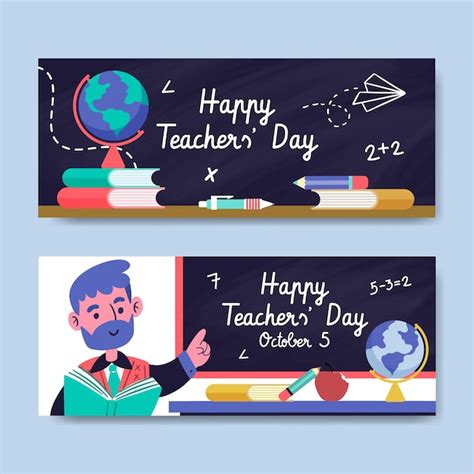 Free Vector | Flat teachers' day banners set