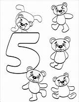 Number 5 With Teddy Bears coloring Page  Download Print Or Color sketch template