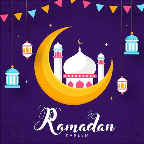 Premium Vector | Ramadan kareem celebration poster design with yellow ...