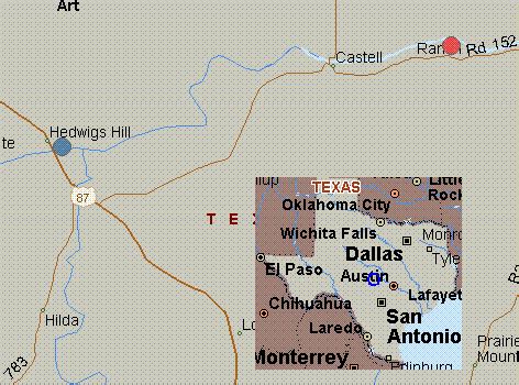 Map for Llano River, Texas, white water, US 87 to CR 103