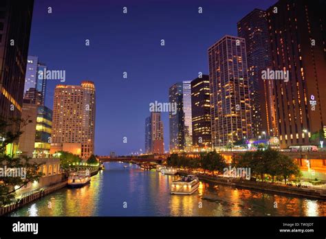 Chicago night view Stock Photo - Alamy