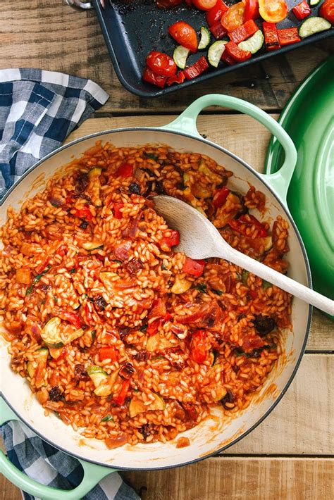 Tomato & Roasted Mediterranean Vegetable Risotto (Vegan) - Wallflower Kitchen