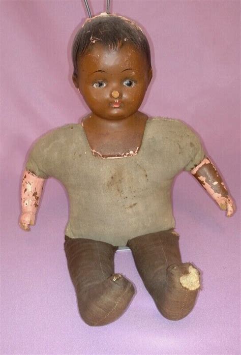 RARE 16" BLACK COMPOSITION BABY HUGGINS DOLL by EFFANBEE c1915 - FIX UP | eBay