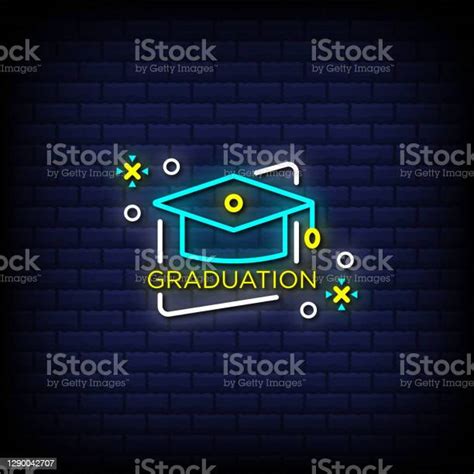 Graduation Hat Neon Sign Style Text Stock Illustration - Download Image Now - Backgrounds ...