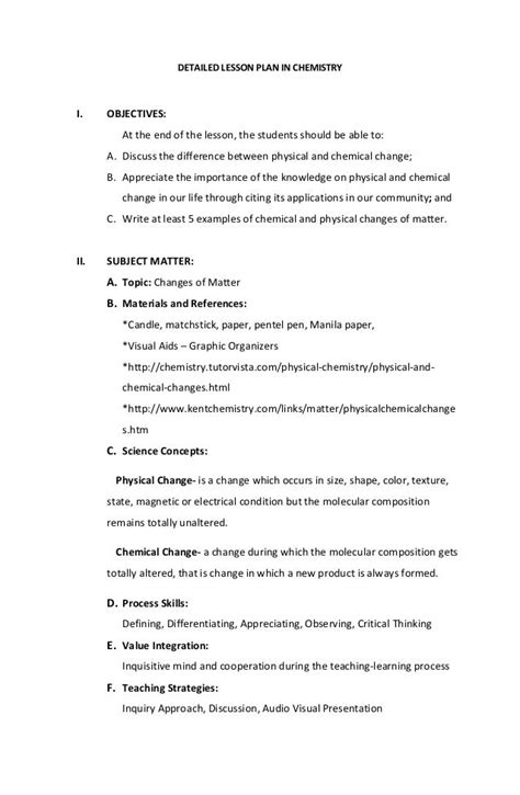 Detailed lesson plan in chemistry