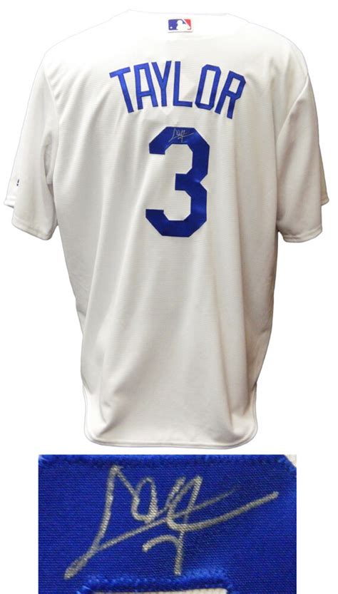 Chris Taylor Signed Los Angeles Dodgers White Majestic Replica Jersey ...