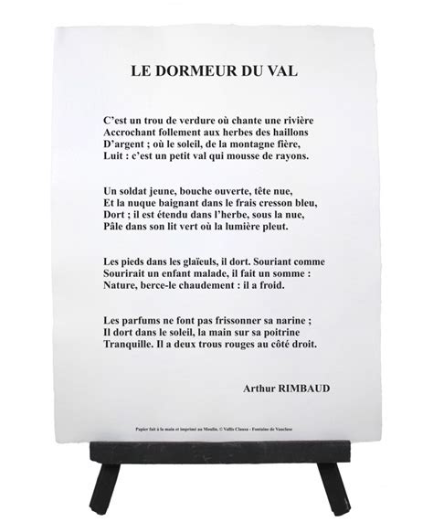 Le dormeur du val : texte imprimé sur papier artisanal