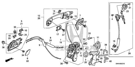 2009 Honda CR-V Cable, fr. Door lock. Body, front, handle - 72133-SWA ...