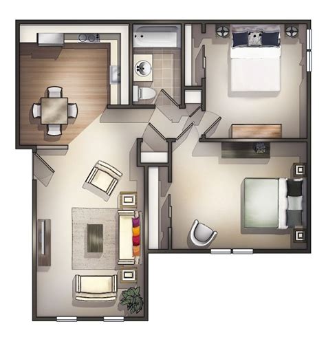 Small Two Bedroom Apartment Floor ... | Diseño de casas sencillas ...