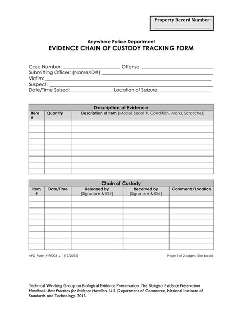 Printable Chain Of Custody Form Template - Printable Word Searches