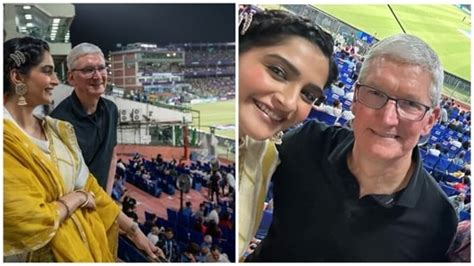 Tim Cook surprises fans, watches IPL match with Sonam Kapoor. See pics | Bollywood - Hindustan Times