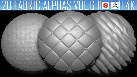 20 Fabric Alphas Vol.6 (ZBrush, Substance, 2K)