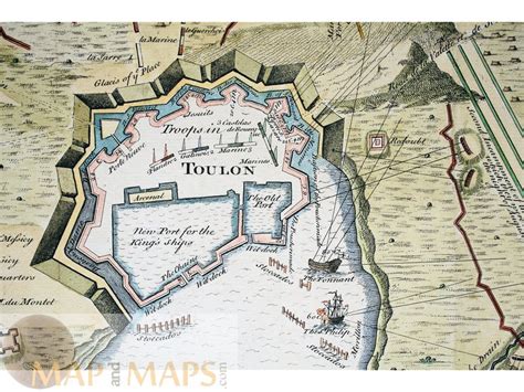 Battle of Toulon Antique map Siege of Toulon Rapin 1743 / MAPandMAPs