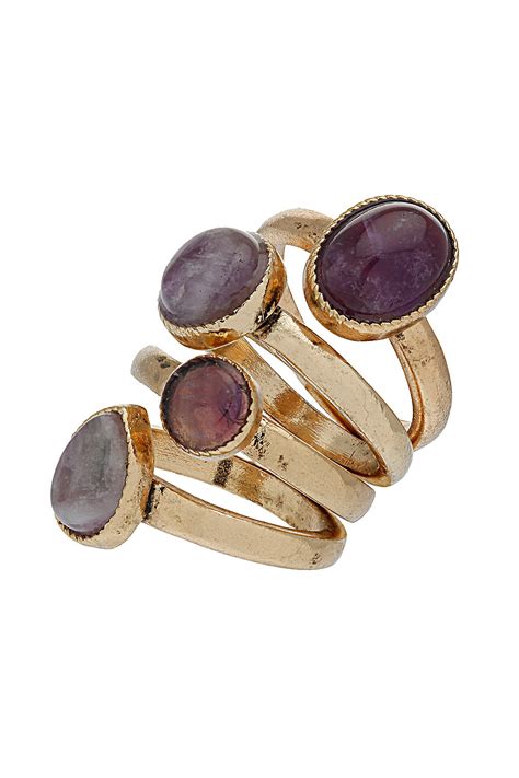 Lyst - Topshop Semi Precious Stone Ring Set in Purple