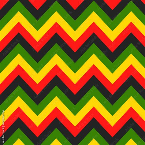 Jamaican color zigzag seamless pattern. Chevron Rastafarian on classic rasta reggae colors ...