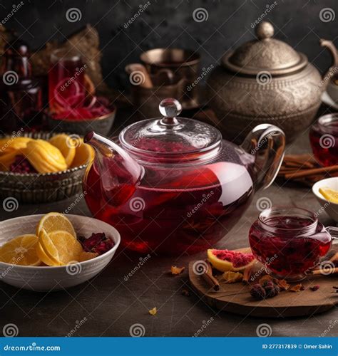 Teapot of Hot Karkade Tea stock illustration. Illustration of countries ...