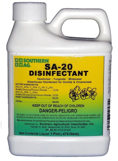 SA-20 Plant Disinfectant, 16 OZ, Alkyl (C14 60%, C16 30%, C12 5%, C18 5 ...