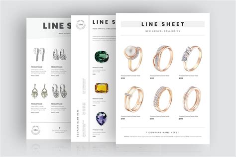 Jewelry Catalog Template, Jewelry Line Sheet Template, Portrait Line ...