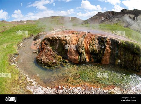 Hot spring at the Reykjadalsá river in the Hengill geothermal area at ...