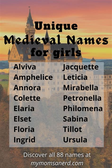 88 Unique Medieval Baby Names You Can Use Today • My Mom's a Nerd