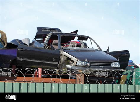 scrap metal car on scrap yard Stock Photo - Alamy