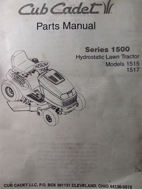 Cub Cadet MTD series 1500 Hydrostatic 1515 1517 Lawn Tractor Parts ...