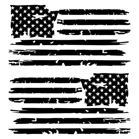 Set of 2 Black Distressed Tattered USA American Flag Decal Stickers for ...