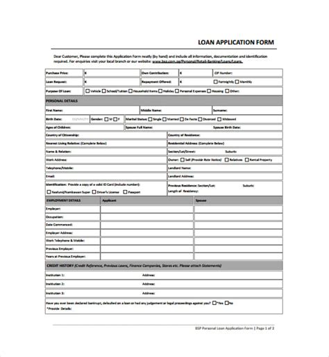 8+ Loan Application Form Templates - Word, Pages, Google Docs, PDF | Free & Premium Templates