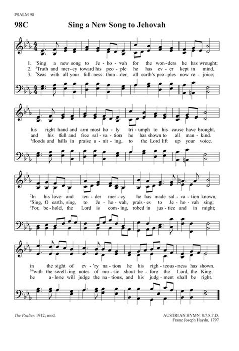 Trinity Psalter Hymnal 98C. Sing a new song to Jehovah | Hymnary.org