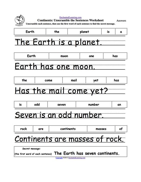 Unscramble the Sentences Worksheets - EnchantedLearning.com